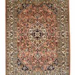 カシミールシルク手織り絨毯 - 温かな色合いと美しい模様