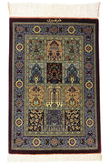 ペルシャ絨毯 クム産 ナシリ工房 シルク 約50×71cm