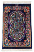 ペルシャ絨毯 クム産 シャリヤール工房 シルク 約48×73cm