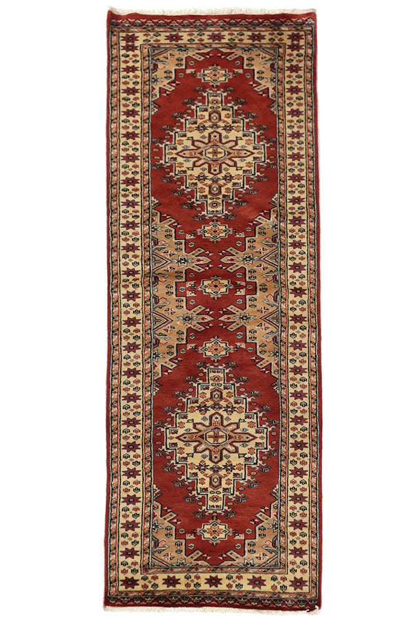 パキスタン絨毯<br>シルクタッチ<br>約76cm x 242cm