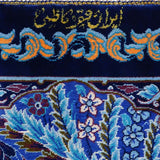 クム製ペルシャ絨毯、シルク素材、鮮やかな花模様とクジャクの羽デザイン