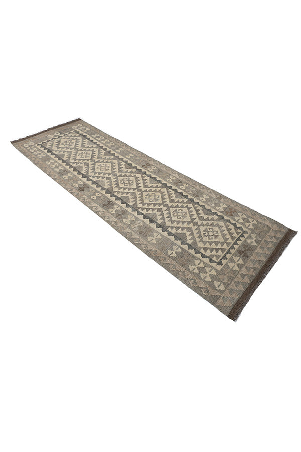 アフガニスタン産の手織りナチュラルキリム、未染色のウール素材、サイズ約82cm x 247cm
