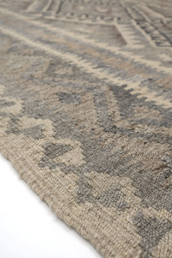 アフガニスタン製の手織りナチュラルキリム、染色していないウール素材のラグ