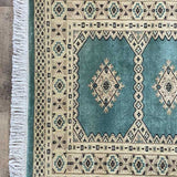 グリーンのパキスタン絨毯玄関マット