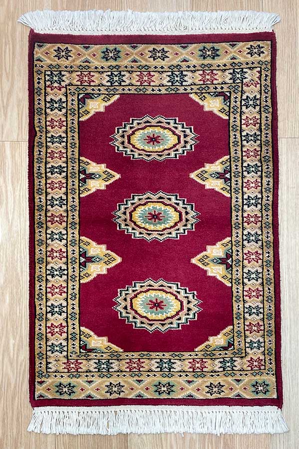 パキスタン絨毯　ウール　約52cm x 75cm