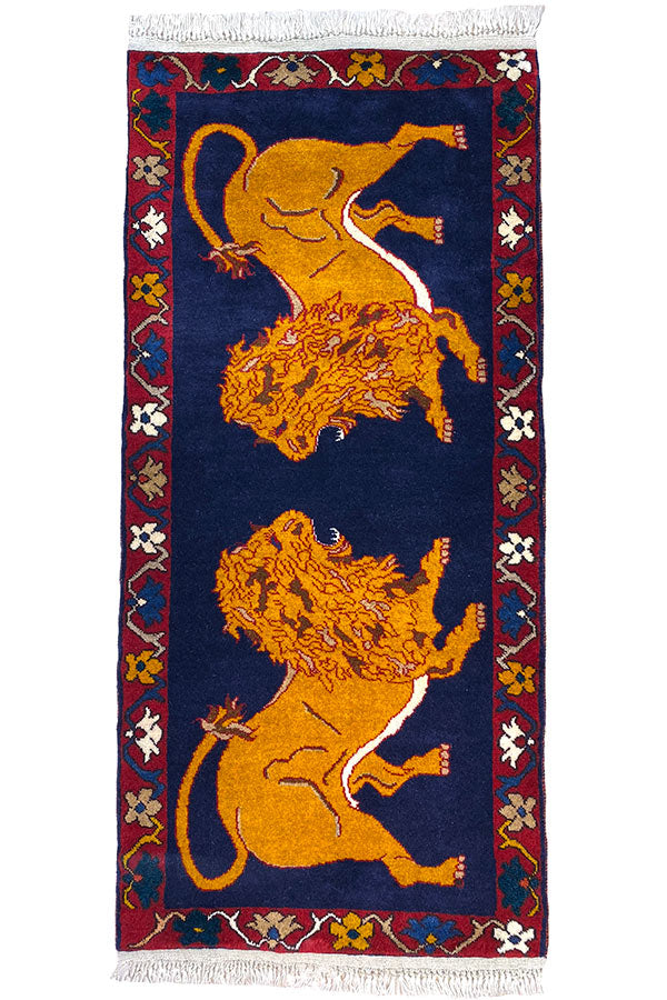 ペルシャシーラーズ製ペルシャ絨毯のライオンデザイン、ウール製