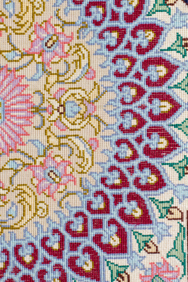 シルク製手織りペルシャ絨毯 - ペルシャのクム産折りの密度