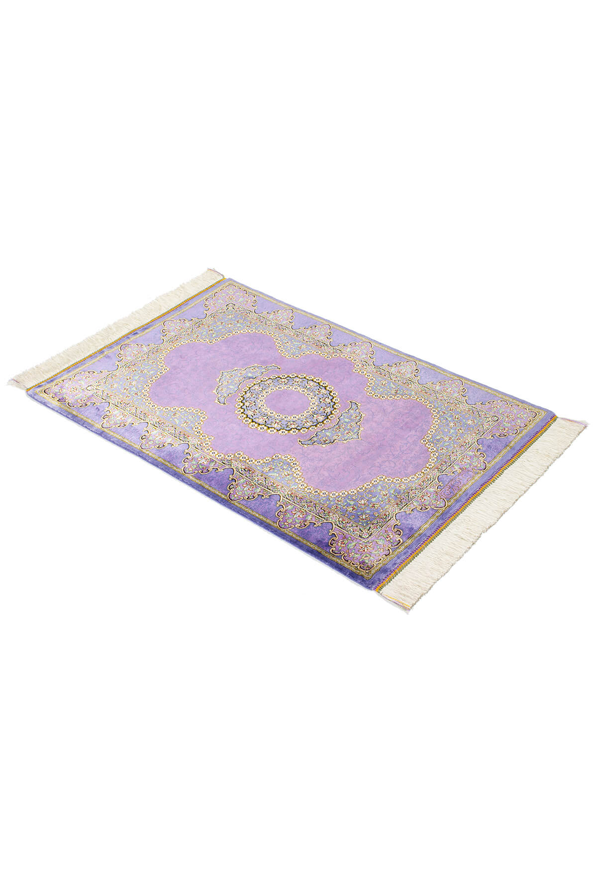 ペルシャ絨毯 玄関マット クム産 - 約59cm x 85cm 紫