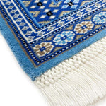 手織りラグ ブルー