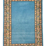 ブルー幾何学パキスタン絨毯