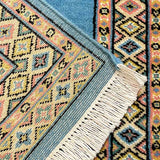 ブルー幾何学パキスタン絨毯