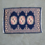 青色のパキスタン絨毯玄関マットサイズ