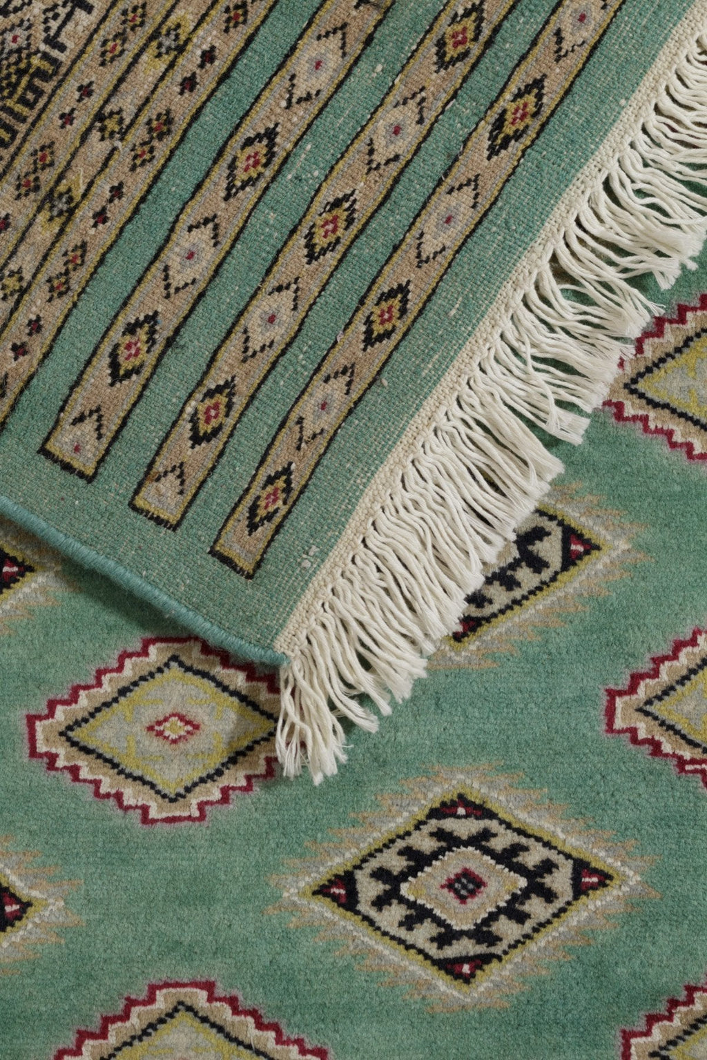 パキスタン絨毯(141x202cm)緑ウール&シルク|ペルシャ【絨毯専門店】