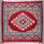 パキスタン絨毯赤色ミニラグ
