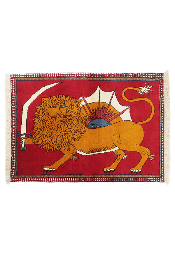 ペルシャ絨毯 ライオン 