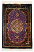 ペルシャ絨毯 クム産 シャリヤール工房 シルク 約50×72cm