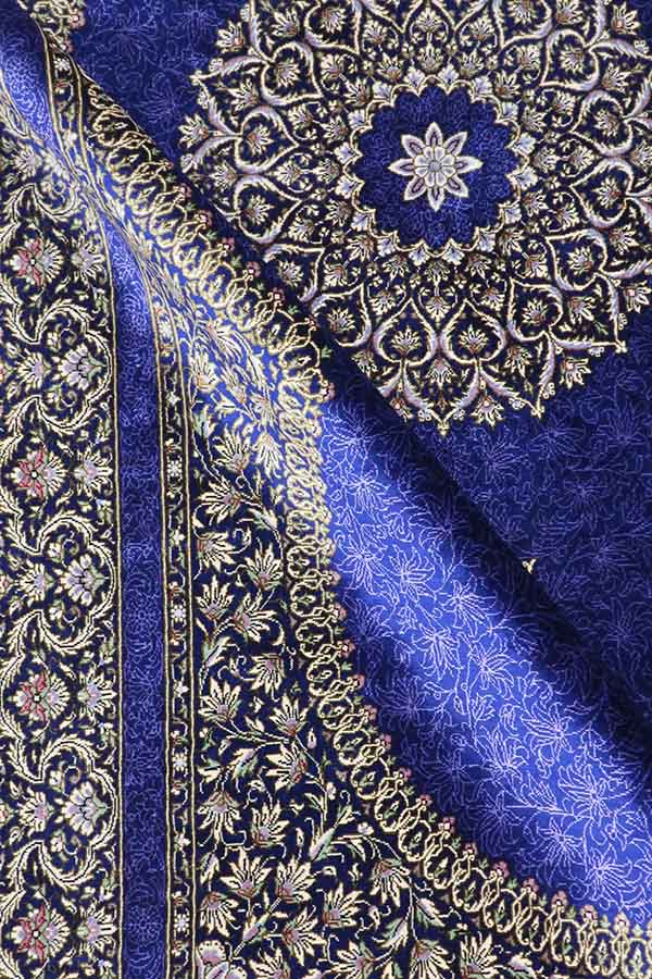 ペルシャ絨毯 マスミ工房 クム シルク 紫