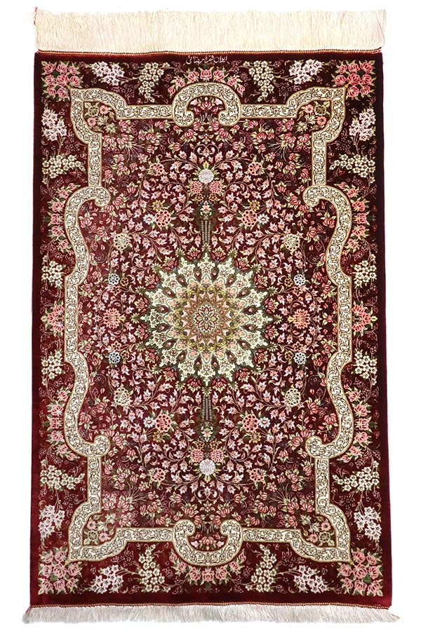 ペルシャ絨毯 超美品 新品 オリエンタルデザイン 赤いラグ 94x170cm 