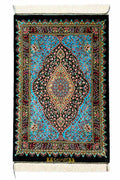 ペルシャ絨毯 クム産 シャリヤール工房 シルク 約48×74cm