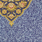 ペルシャ・クム産アミニ工房のブルーベースのペルシャ絨毯の織りの密度