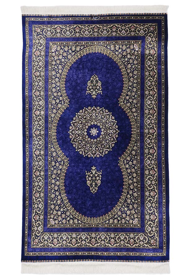 ペルシャ絨毯 マスミ工房 クム シルク 紫