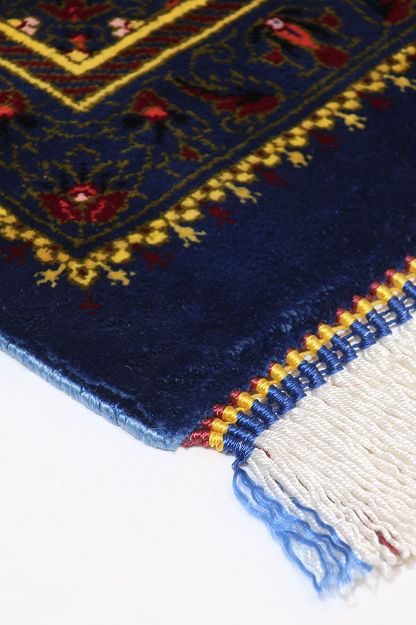 ペルシャ絨毯 クム シルク 赤&青