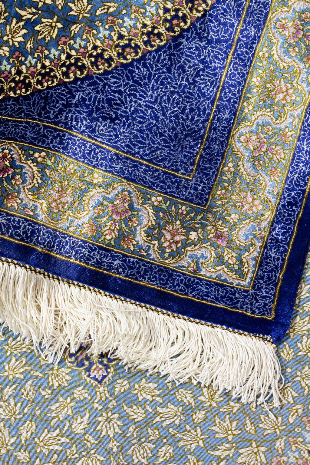 マスミ工房 ペルシャ絨毯(78x115cm)青 ブルー シルク【絨毯専門店】