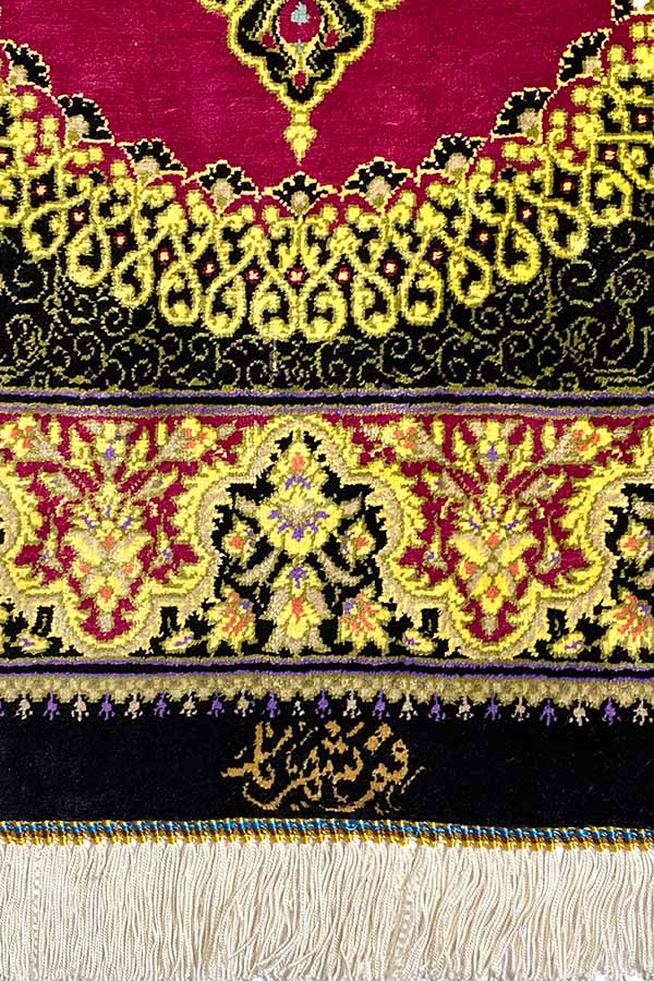 ペルシャ絨毯 クム ブラック
