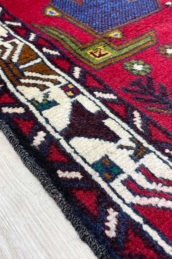 トライバルラグ(90x157cm)赤 手織り アフガン【絨毯専門店】