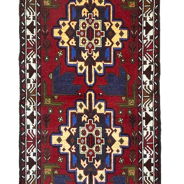 トライバルラグ(90x157cm)赤 手織り アフガン【絨毯専門店】